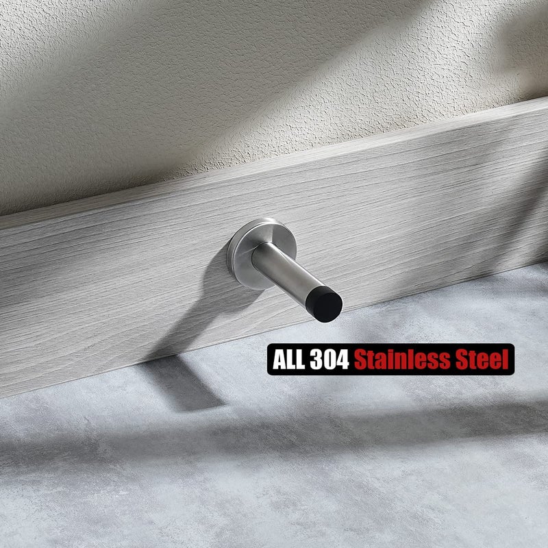 JQK Door Stopper, 304 Stainless Steel Thicken 1mm Sound Dampening Door Stop Bumper Wall Protetor 4 Pack, Brushed, DSB5-BN-P4 - Image 5